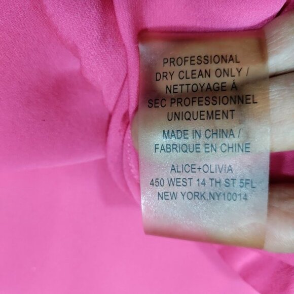 Alice & Olivia 100% Silk 3/4 Sleeve Boat Neck Whimsy Boho Sway Blouse Top Pink S - Picture 9 of 13